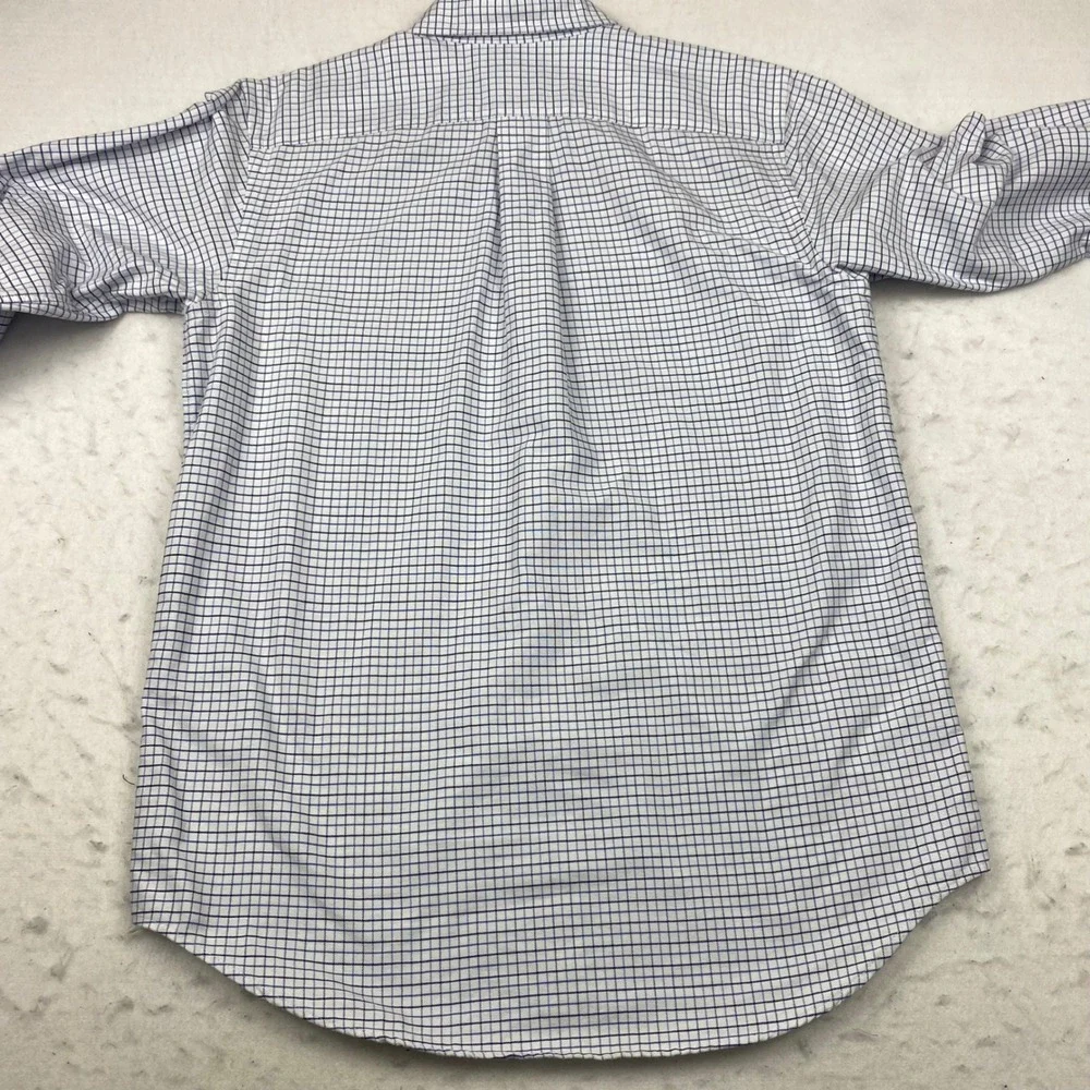 Polo Ralph Lauren Boys 20 Blue White Windowpane Oxford Button Down Shirt Cotton